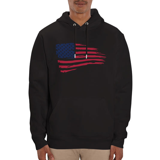 American Flag Organic Unisex Pullover Hoodie